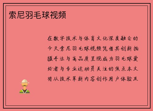 索尼羽毛球视频